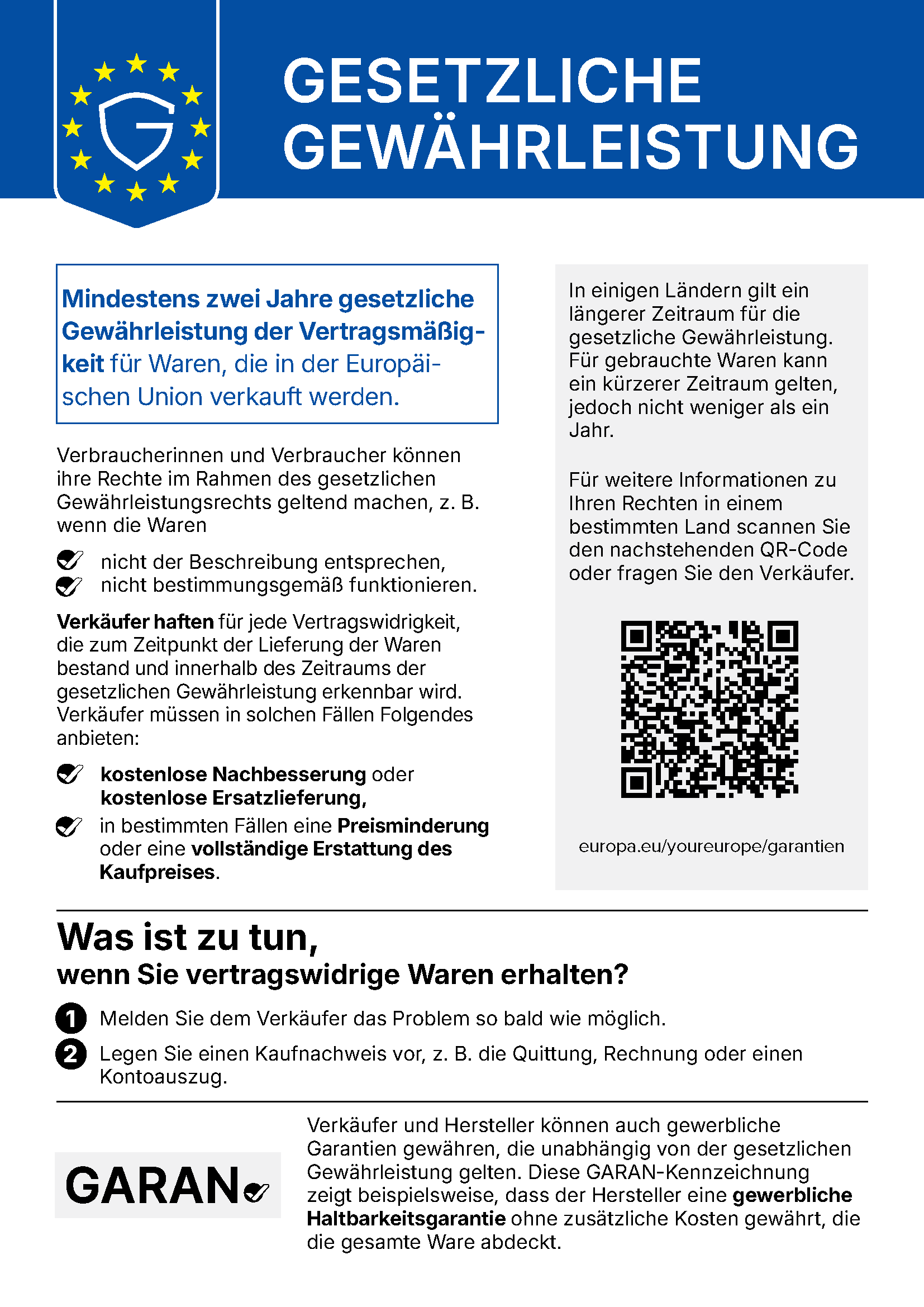 Gesetzliche Gew&auml;hrleistung