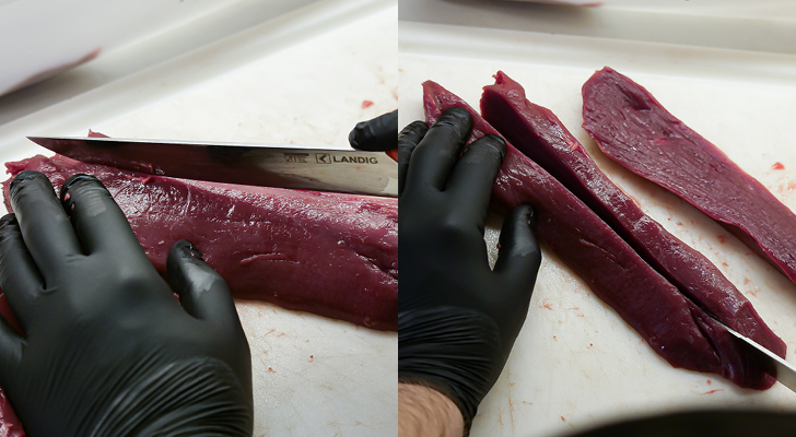 Wildbret in Streifen schneiden