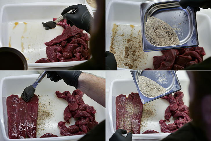 Fleischstreifen marinieren