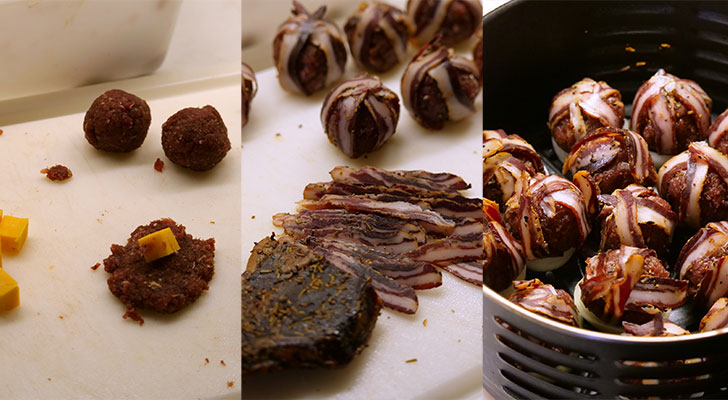 Bacon Bombs aus Schwarzwild werden mit Bacon umwickelt