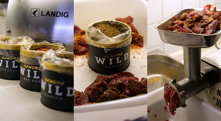 drei unterschiedlich gew&uuml;rzte Wildhack Mischungen