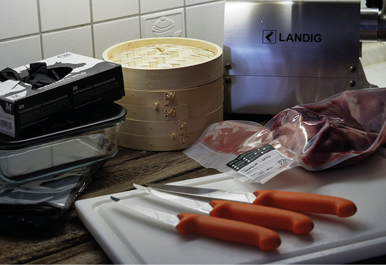 Equipment für die Zubereitung des Nutria Dim Sum